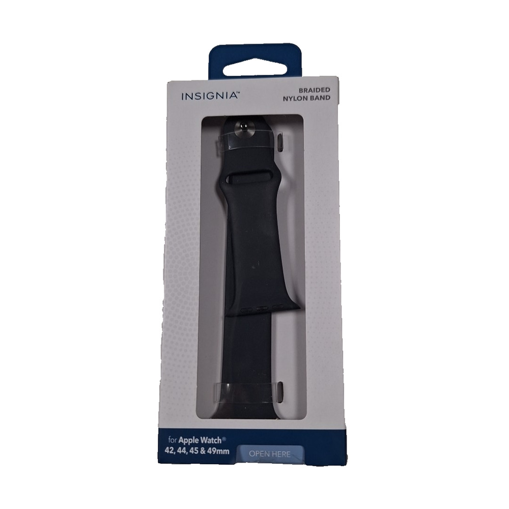 INSIGNIA Braided Nylon Band for Apple Watch 42/44/45/49mm, Adjustable Size, Blac